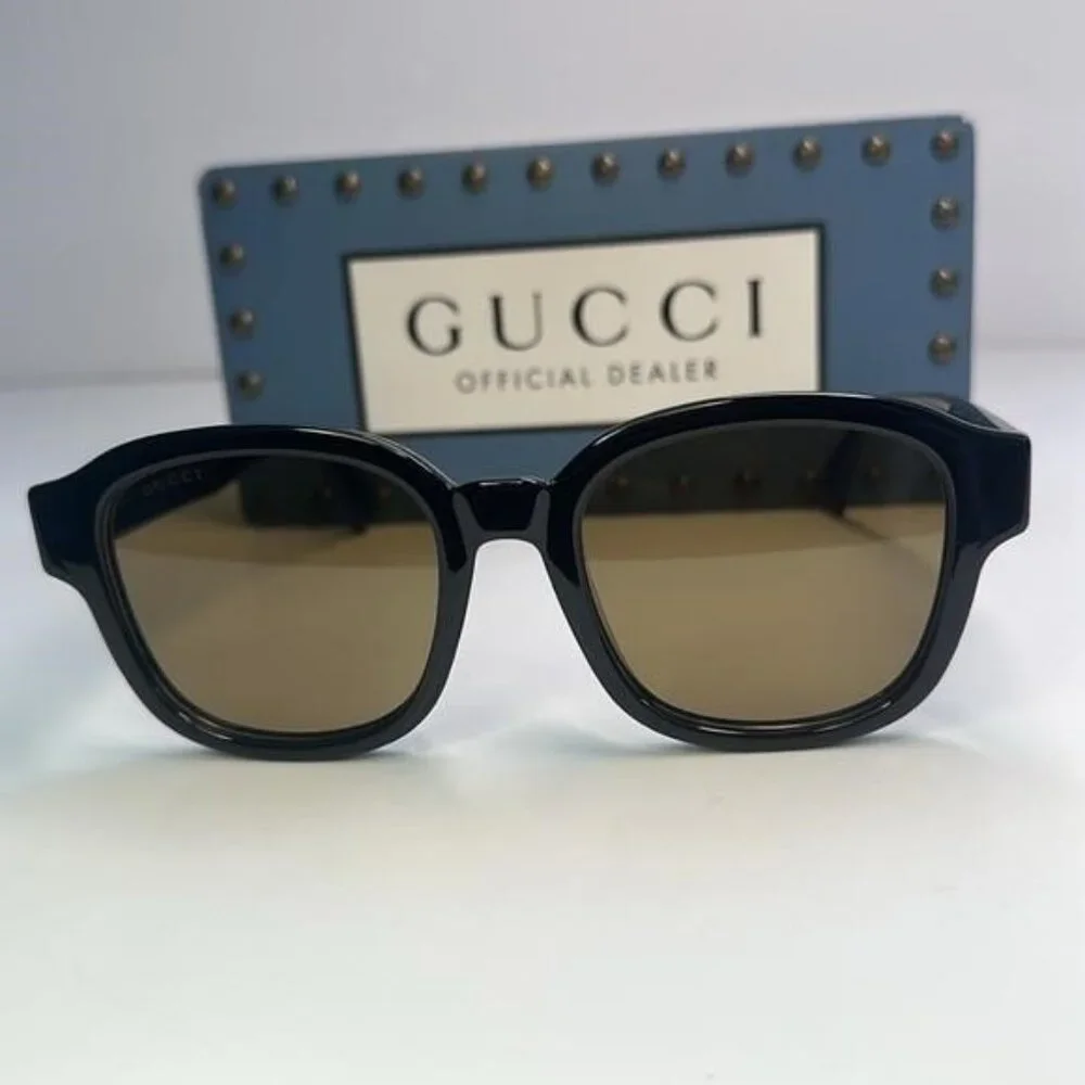 GUCCI GG1140SK-003 Unisex Classic Designer Sunglasses in Black & Gold/Brown 54mm